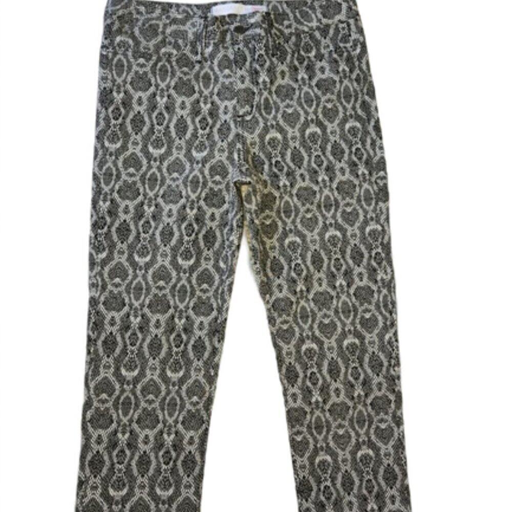 Margaret M Jeans Snake Print Black And White sz 8 Polyester blend Skinny Fit
